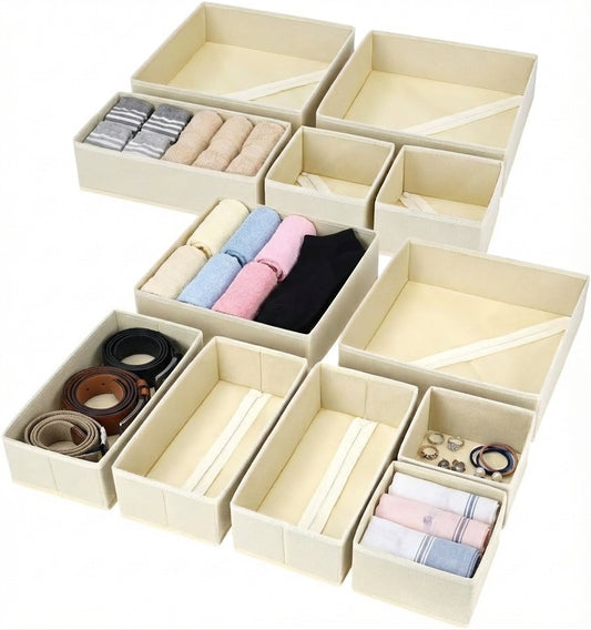 Drawer Organizers Clothes, Closet Organizers and Drawer Dividers for Clothes, Foldable Fabric Clothing Organizers for Dresser Drawers, 12 Pack