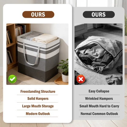 2 Pack Extra Large Laundry Basket, Waterproof & Collapsible Laundry Hamper with Heavy-Duty Handles, Freestanding Hamper for Clothes, Toys, Towels in Home Dorm