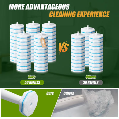 Toilet Bowl Wand Refills for Clorox, Disposable Toilet Brush Heads for Bathroom Bathtub（50Count）