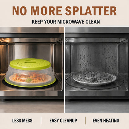 Collapsible Microwave Food Cover, Microwave Splatter Guard with Steam Vent, Dishwasher Safe Kitchen Plate Cover, 2 Pack Green