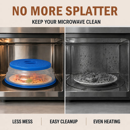 Collapsible Microwave Food Cover, Microwave Splatter Guard with Steam Vent, Dishwasher Safe Kitchen Plate Cover, 2 Pack Blue