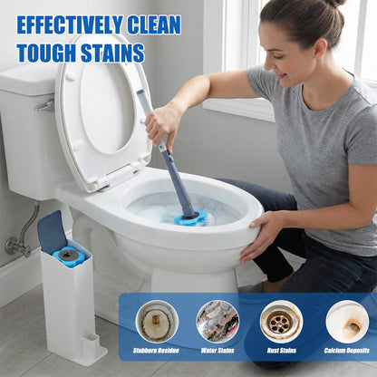 Disposable Toilet Brush with 8 Refills,Toilet Wand Brush Cleaning Kit,Wall Mounted Toilet Bowl Cleaner Set with Holder for Bathroom Deep Cleaning & Hygiene Local Stock- Blue & White