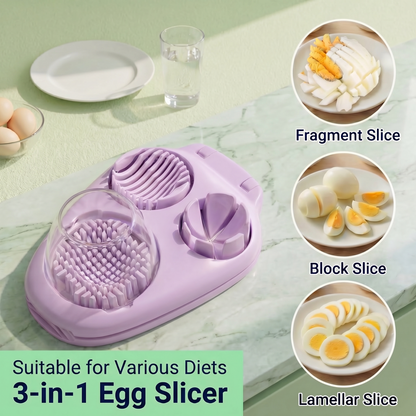Multipurpose Egg Slicer for Hard Boiled Eggs, Sturdy Kitchen Chopper with Wire Grids, Reliable Egg Slicer Stainless Steel Tool for Soft Fruits, Purple