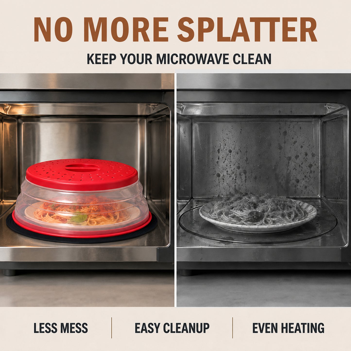 Collapsible Microwave Food Cover, Microwave Splatter Guard with Steam Vent, Dishwasher Safe Kitchen Plate Cover, 2 Pack Red