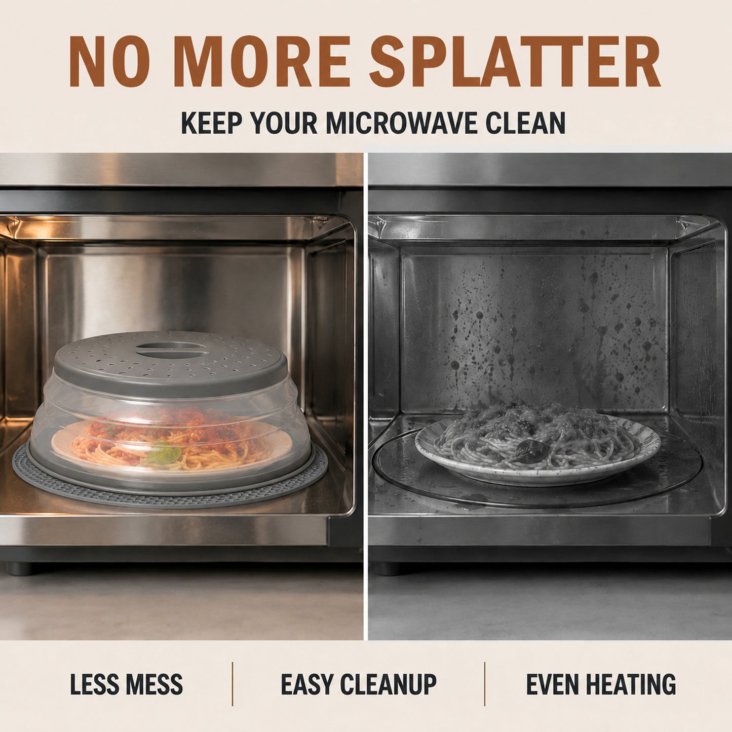 Collapsible Microwave Food Cover, Microwave Splatter Guard with Steam Vent, Dishwasher Safe Kitchen Plate Cover, 2 Pack Grey