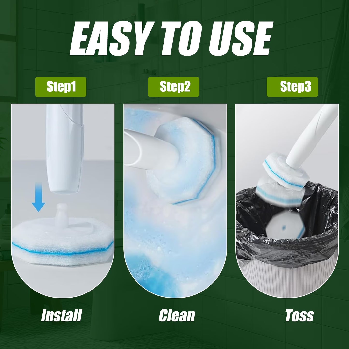 Toilet Bowl Wand Refills for Clorox, Disposable Toilet Brush Heads for Bathroom Bathtub（50Count）