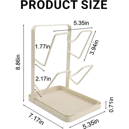 1 Pack Kitchen Pot Lid Holder Rack, Multifunctional Organizer with Removable Drip Tray, Holds Lids, Spoons & Utensils While Cooking, White