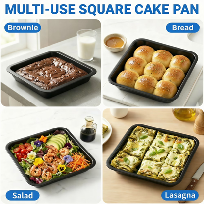 8 Inch Square Non-Stick Bake Pan, Rustproof Construction for Cakes & Lasagna, Dishwasher Safe & Easy Clean