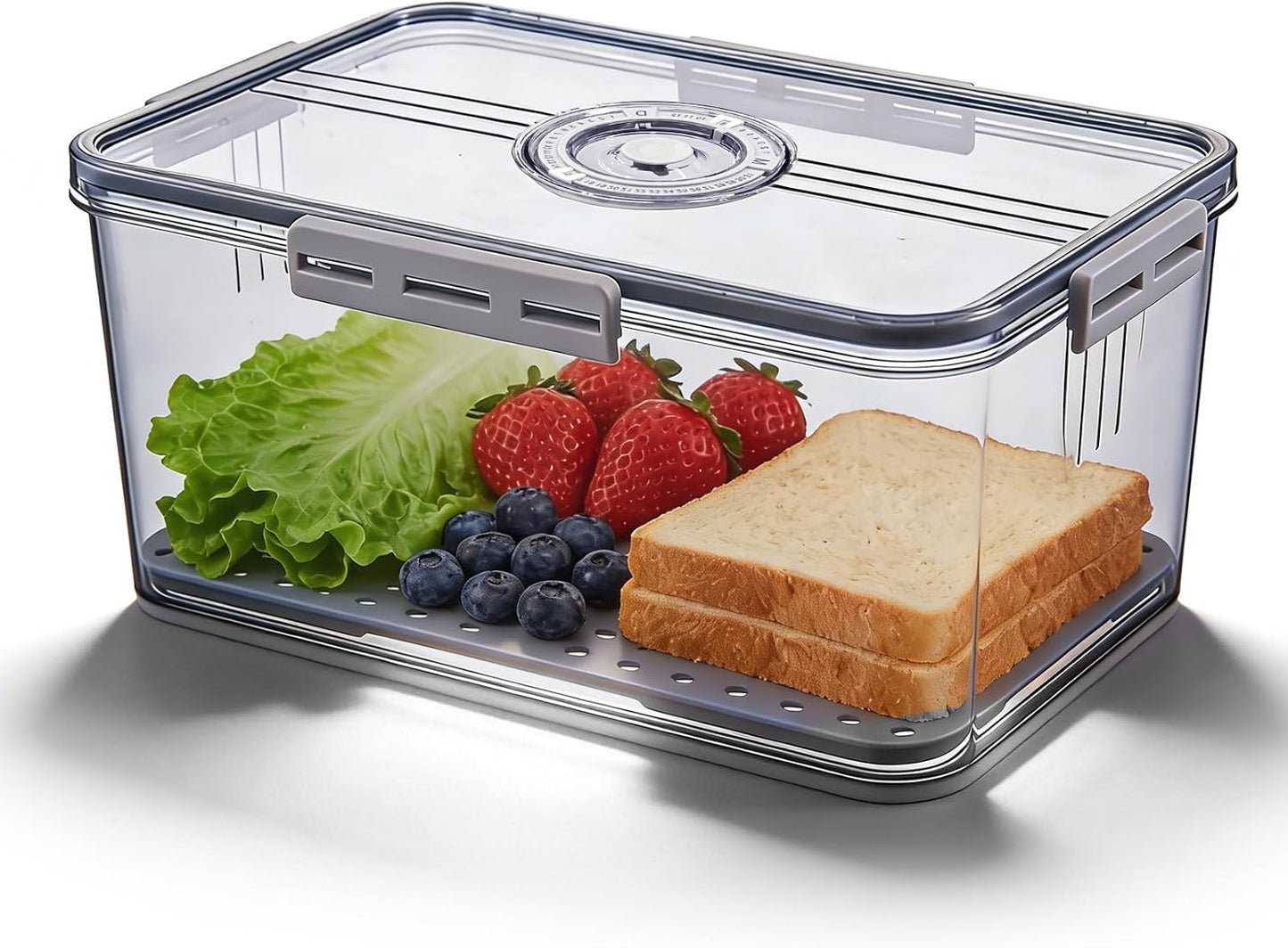 Airtight Bread Box, Large Capacity Bread Storage Container with Date Tracking Lid, Ideal for Storing Homemade Bread, Pastries, Snacks and Fruits on Kitchen Countertop (Grey)