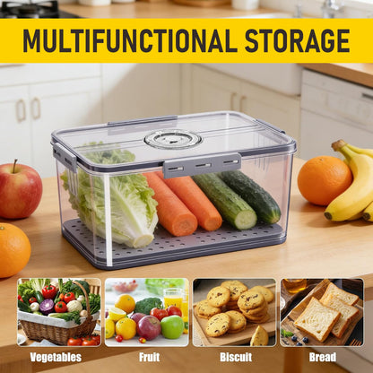 Airtight Bread Box, Large Capacity Bread Storage Container with Date Tracking Lid, Ideal for Storing Homemade Bread, Pastries, Snacks and Fruits on Kitchen Countertop (Grey)