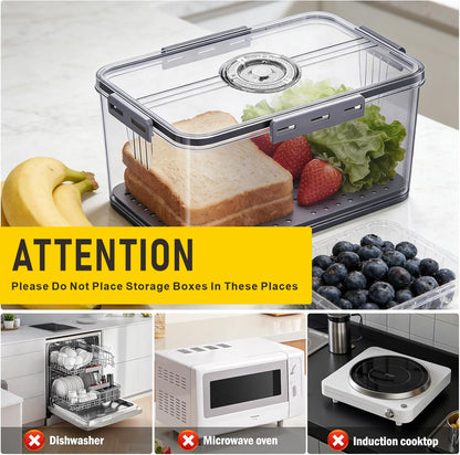 Airtight Bread Box, Large Capacity Bread Storage Container with Date Tracking Lid, Ideal for Storing Homemade Bread, Pastries, Snacks and Fruits on Kitchen Countertop (Grey)