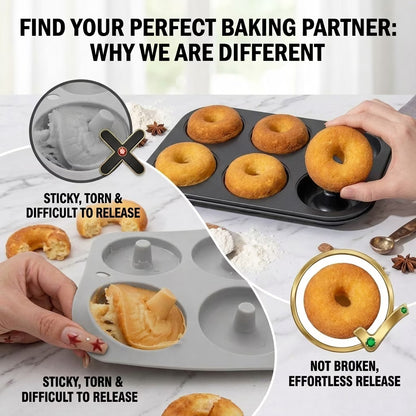 Donut Pan for Baking, Nonstick 6-Cavity Donut Mold Set for Oven, Carbon Steel Doughnut Baking Pans for Home Bakers & Kitchen Use (2 Pack)
