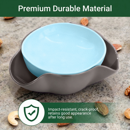 Double-Layer Pistachio Bowl with Shell Storage — Snack Serving Bowl for Nuts, Cherries & Olives, Top Bowl + Bottom Compartment Design, 8.3-Inch Diameter