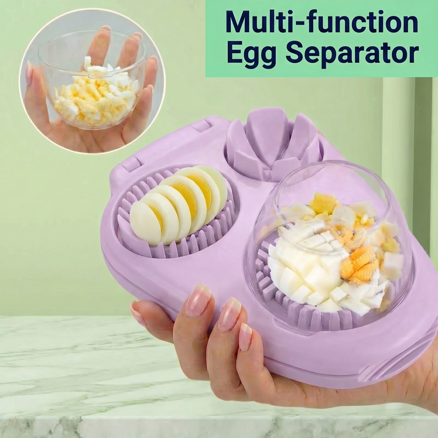 Multipurpose Egg Slicer for Hard Boiled Eggs, Sturdy Kitchen Chopper with Wire Grids, Reliable Egg Slicer Stainless Steel Tool for Soft Fruits, Purple