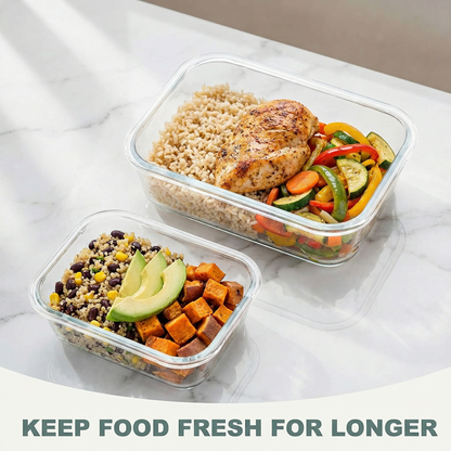 10-Pack Glass Meal Prep Containers with Lids — 5 Large (35oz) & 5 Small (12.5oz), Borosilicate Glass Food Storage for Microwave, Oven, Freezer & Dishwasher