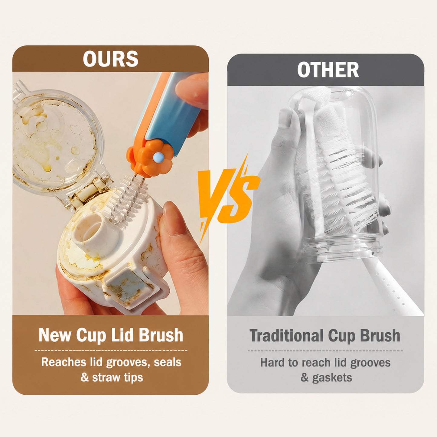 3-in-1 Cup Lid Cleaning Brush – Multicolor, Multifunctional Bottle Brush for Travel Lids & Baby Nipples, 3 Pack