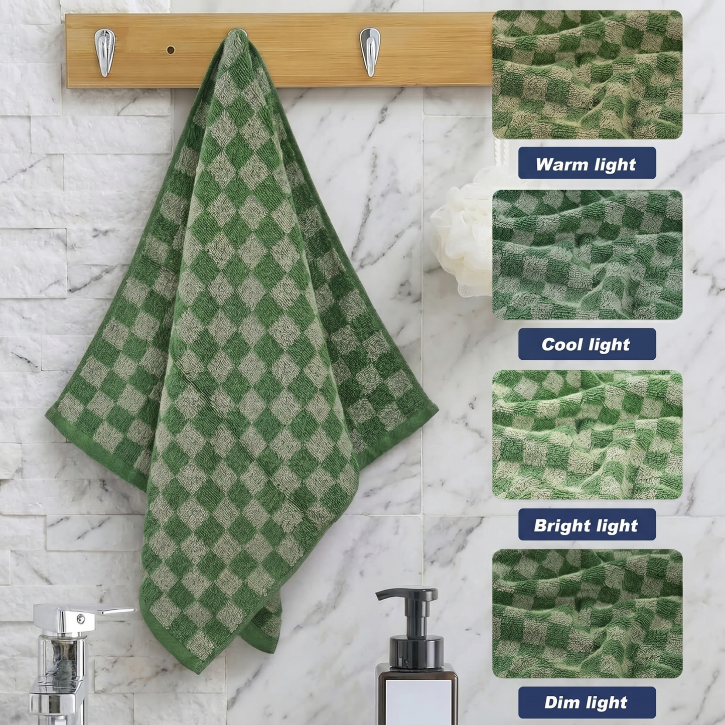 5-Pack Checkered Cotton Towels — 13×29 Inch Absorbent Towel Set for Bathroom, Kitchen & Gym, Multicolor