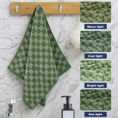 5-Pack Checkered Cotton Towels — 13×29 Inch Absorbent Towel Set for Bathroom, Kitchen & Gym, Multicolor