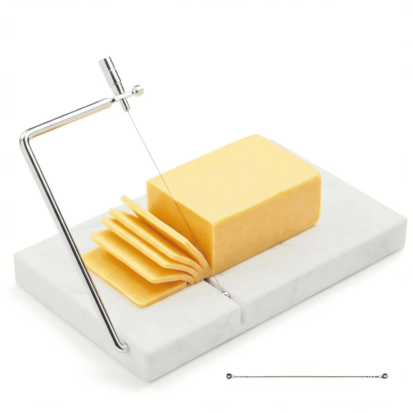 Cheese Slicer Board Wire-Cutter Marble Heavy Duty Upgrade Thick-Wire Adjustable Thickness 1 Pack 5x8 Inch
