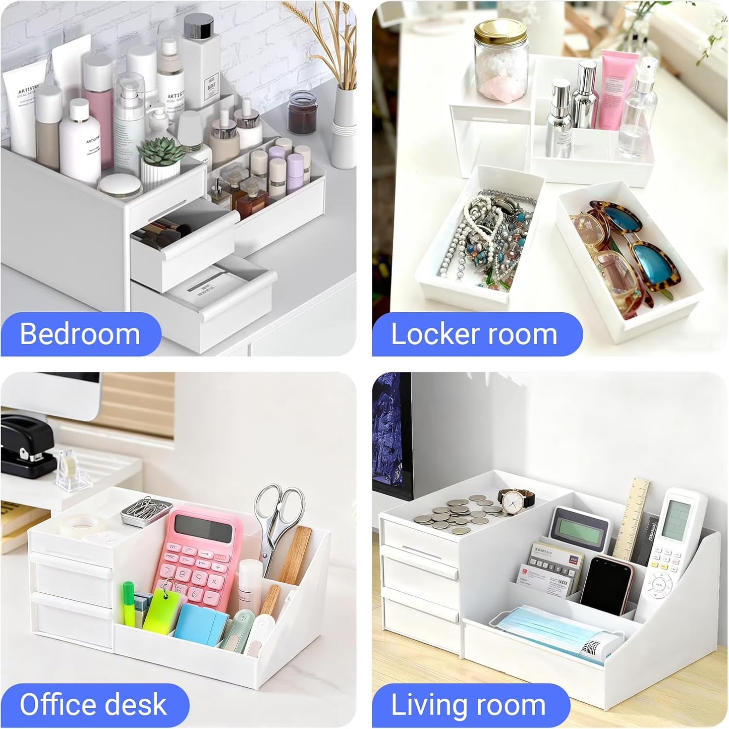 1 Pack Makeup Organizer with Drawers, Large Capacity Cosmetic Storage for Vanity, Dresser, or Bathroom Countertop, Organizer for Skincare, Lipstick, Palettes & Accessories