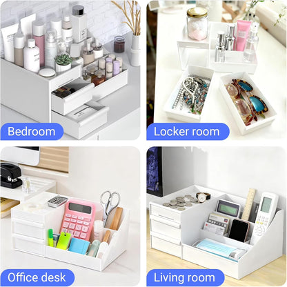 1 Pack Makeup Organizer with Drawers, Large Capacity Cosmetic Storage for Vanity, Dresser, or Bathroom Countertop, Organizer for Skincare, Lipstick, Palettes & Accessories
