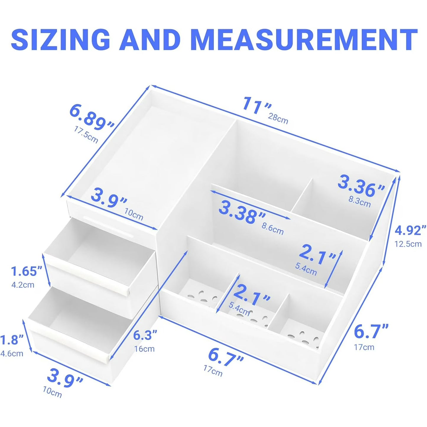 1 Pack Makeup Organizer with Drawers, Large Capacity Cosmetic Storage for Vanity, Dresser, or Bathroom Countertop, Organizer for Skincare, Lipstick, Palettes & Accessories