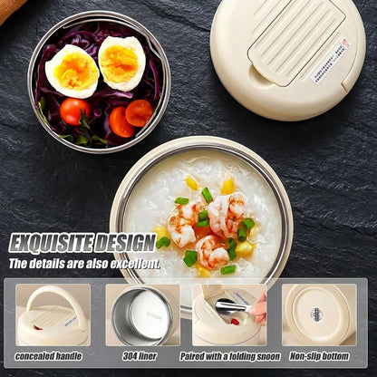 40 OZ Stainless Steel Vacuum Insulated Food Jar, Leakproof Wide Mouth Hot Food Container, 304 Stainless Steel Soup Container with Portable Handle - Send Goods from Local Warehouse