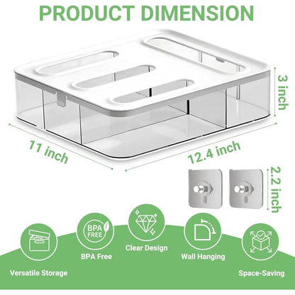 4-in-1 Food Storage Bag Organizer for Drawer or Wall, Holds Gallon, Quart, Sandwich & Snack Bags, Space Saving Plastic Baggie Holder, Easy Access Kitchen Organizer