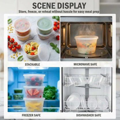 48 Sets Deli Containers with Lids, 16 oz Plastic Soup Containers with Lids, Food Storage Containers with Lids Airtight, Stackable, Leak-proof, Microwave and Freezer Safe