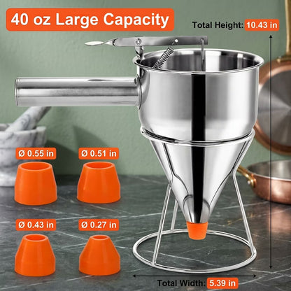 40oz Pancake Batter Dispenser, Funnel Cakes, Batter Dispenser for Pancakes, Funnel Cake Maker, Cupcakes, Muffins and More - Send Goods from Local Warehouse