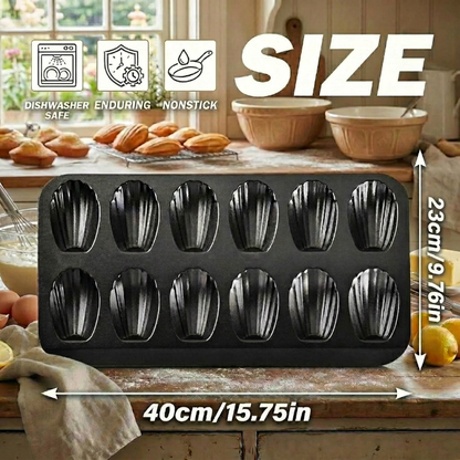 2 Packs Nonstick Madeleine Pan Set, 15.75 x 9.76 inch Madeline Pans for Baking, 12-Well Carbon Steel Shell Shape Madeleines Pan, Heavy-Duty Madeleine Pan for Tea Cakes, Cookies & Desserts