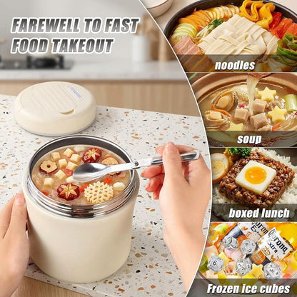 40 OZ Stainless Steel Vacuum Insulated Food Jar, Leakproof Wide Mouth Hot Food Container, 304 Stainless Steel Soup Container with Portable Handle - Send Goods from Local Warehouse