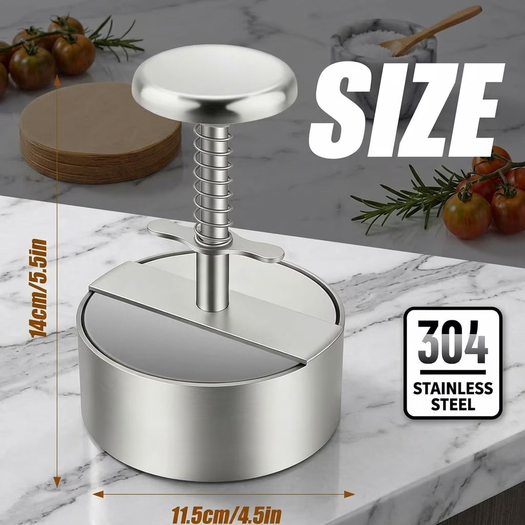 4.5 inch Stainless Steel Burger Patty Press, Round Burger Maker Press, Hamburger Press for Kitchen BBQ & Sandwich, Hamburger Patty Press