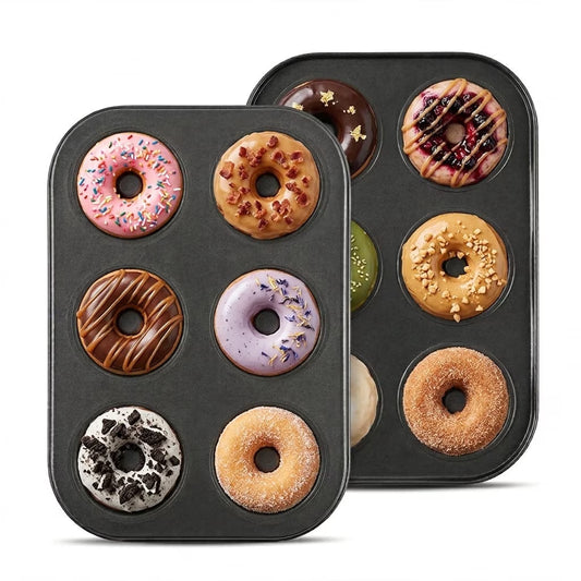 Donut Pan for Baking, Nonstick 6-Cavity Donut Mold Set for Oven, Carbon Steel Doughnut Baking Pans for Home Bakers & Kitchen Use (2 Pack)