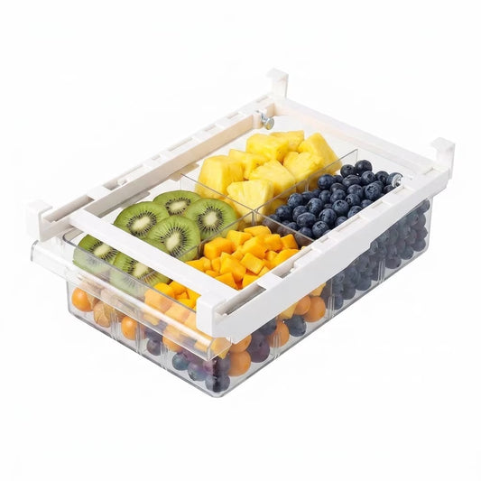 Extra-Deep Fridge Drawer Organizer, Clear Undershelf Refrigerator Organizers and Storage, Sturdy Fridge Drawer for Refrigerators Under 0.6"