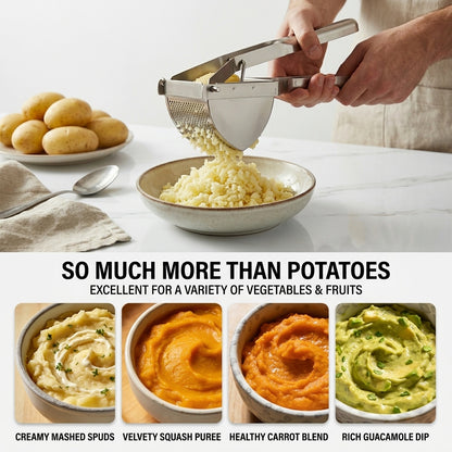 Potato Ricer Stainless Steel, Ricer for Mashed Potatoes Large 22oz, Heavy Duty Potato Masher Stainless Steel for Kitchen Home Cooking Meal Prep, 1 Pack