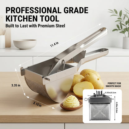 Potato Ricer Stainless Steel, Ricer for Mashed Potatoes Large 22oz, Heavy Duty Potato Masher Stainless Steel for Kitchen Home Cooking Meal Prep, 1 Pack