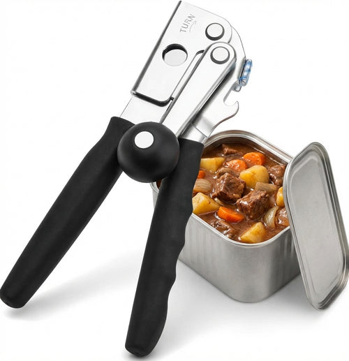 Manual Can Opener Stainless Steel, Hand Held Can Opener Smooth Edge for Kitchen Use, Heavy Duty Swing Away Can Opener with Bottle Opener, 1 Pack