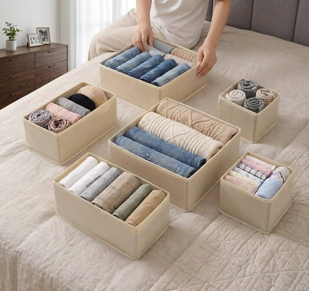 Drawer Organizers Clothes, Closet Organizers and Drawer Dividers for Clothes, Foldable Fabric Clothing Organizers for Dresser Drawers, 12 Pack