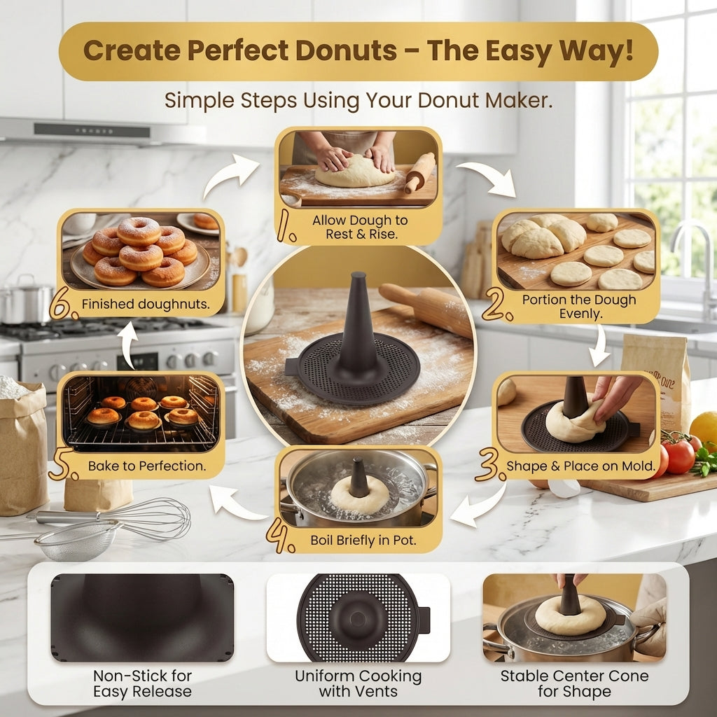 Bagel Maker Silicone Molds, Bagel Mold and Bagel Pan Baking Set, Nonstick Reusable Bagel Making Kit Silicone Donut Pan for Home Baking DIY, 6 Pack