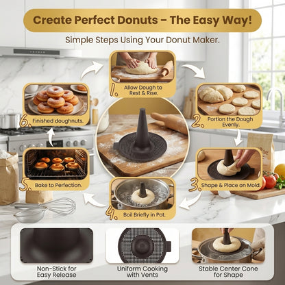 Bagel Maker Silicone Molds, Bagel Mold and Bagel Pan Baking Set, Nonstick Reusable Bagel Making Kit Silicone Donut Pan for Home Baking DIY, 6 Pack