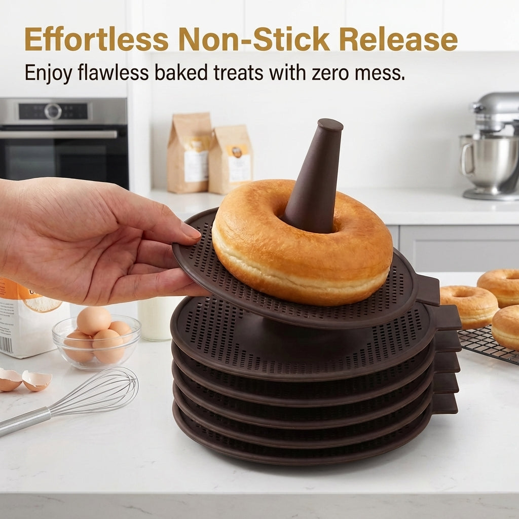 Bagel Maker Silicone Molds, Bagel Mold and Bagel Pan Baking Set, Nonstick Reusable Bagel Making Kit Silicone Donut Pan for Home Baking DIY, 6 Pack