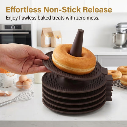 Bagel Maker Silicone Molds, Bagel Mold and Bagel Pan Baking Set, Nonstick Reusable Bagel Making Kit Silicone Donut Pan for Home Baking DIY, 6 Pack