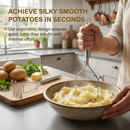 Potato Masher Stainless Steel, Mashed Potato Masher for Kitchen Use, Food Masher and Ricer for Potatoes Vegetables, Heavy Duty Potato Ricer Tool, 2 Pack