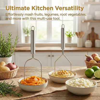 Potato Masher Stainless Steel, Mashed Potato Masher for Kitchen Use, Food Masher and Ricer for Potatoes Vegetables, Heavy Duty Potato Ricer Tool, 2 Pack