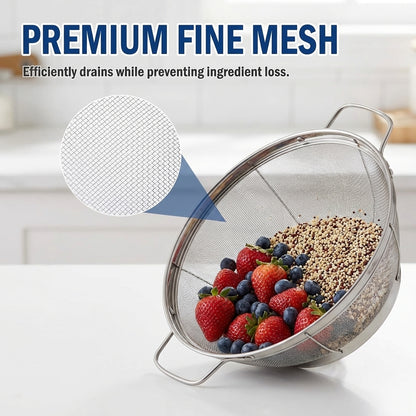 Stainless Steel Colander Set, Mesh Colander and Strainer Set, Large Stainless Strainer Metal Colander with Handles for Kitchen Washing and Straining, 3 Pack