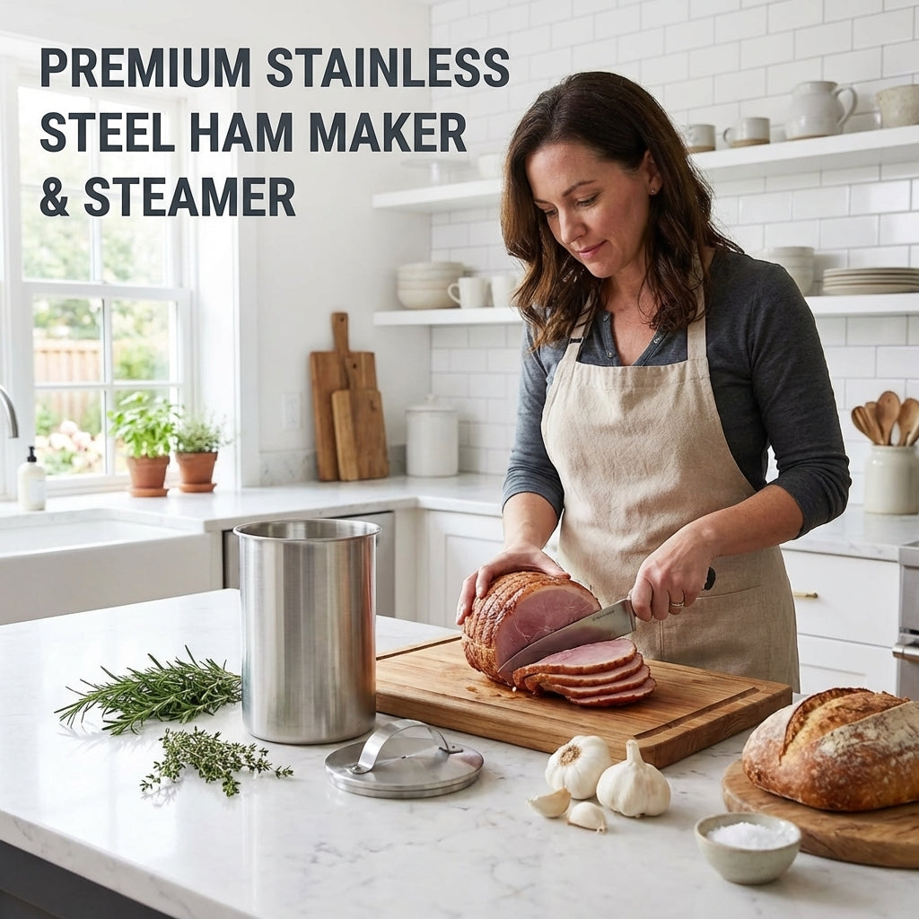 Ham Maker Meat Press Stainless Steel, Deli Meat Press and Lunch Meat Maker, Meat Press Mold for Deli Meats with Thermometer, Meat Press for Homemade Sandwich Prep, 1 Set