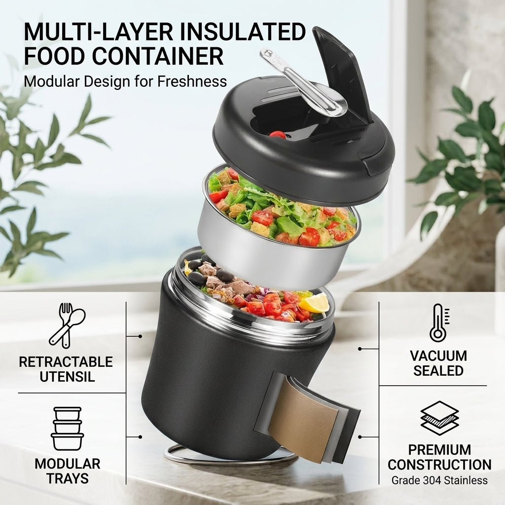 Thermos Food Jar 40 Oz, Hot Food Thermos Stainless Steel Insulated Food Jar for Hot Food, Leakproof Wide Mouth Thermal Food Container Soup Thermos with Handle for Work School Travel Lunch, 1 Pack