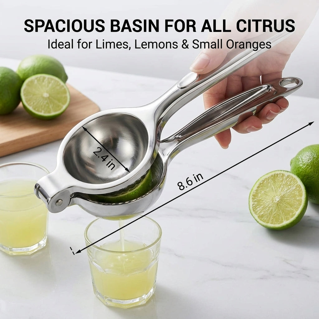 Lemon Squeezer Stainless Steel, Manual Citrus Press Lemon Lime Squeezer,Metal Lemon Squeezer,Lemon Lime Orange for Kitchen Home Bar, 1 Pack