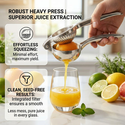Lemon Squeezer Stainless Steel, Manual Citrus Press Lemon Lime Squeezer,Metal Lemon Squeezer,Lemon Lime Orange for Kitchen Home Bar, 1 Pack